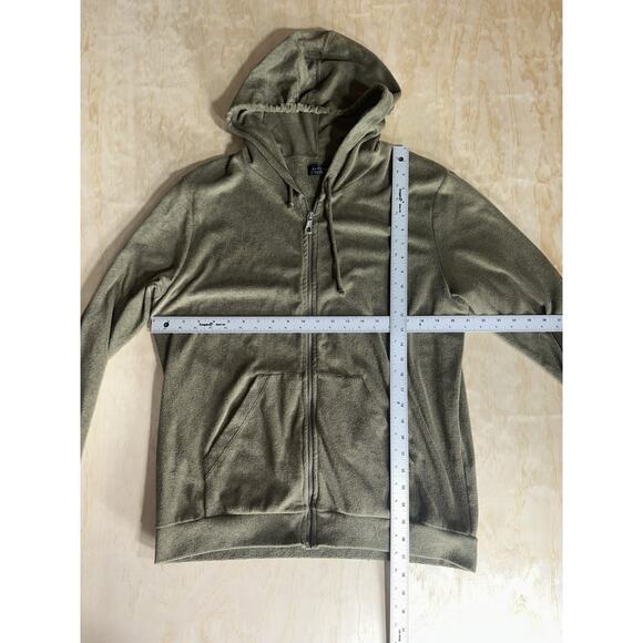 Zara Man Olive Green Zip Up Hoodie Sweatshirt Size XL Streetwear - Picture 7 of 7